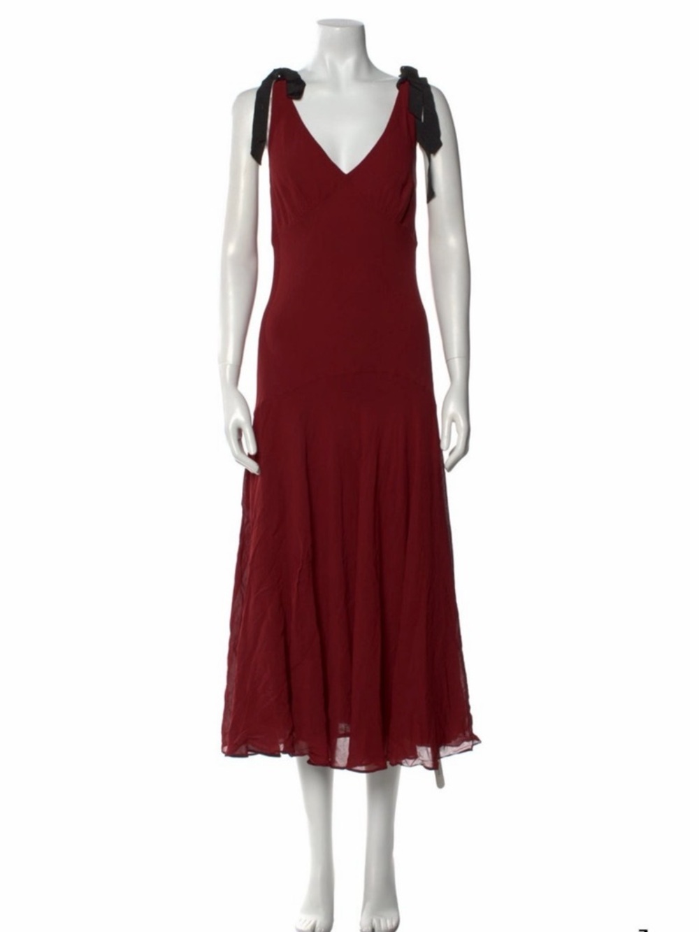 Reformation red midi V neck dress size 6
